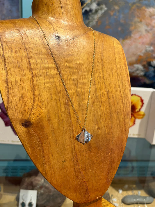 Gold Fill Ginkgo pendant by Meg Tang
