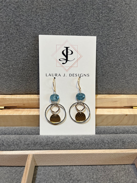 e8040 Blue Autumn Eclipse Earrings by Laura J