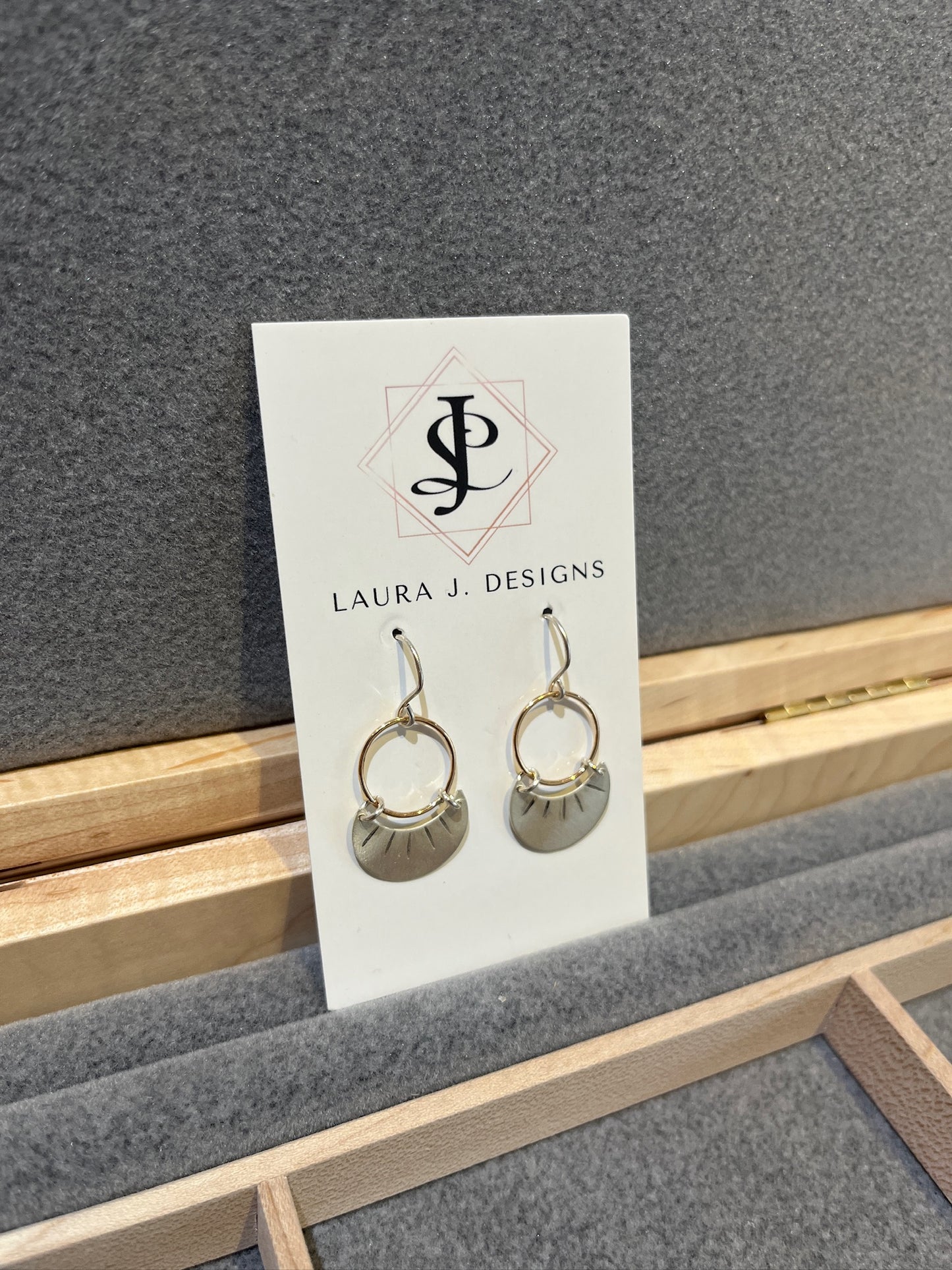 Crescent Moon Circle Earrings by Laura J Designs