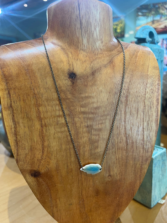 k4 Leaf Ceramic Necklace by Kim Krumrey