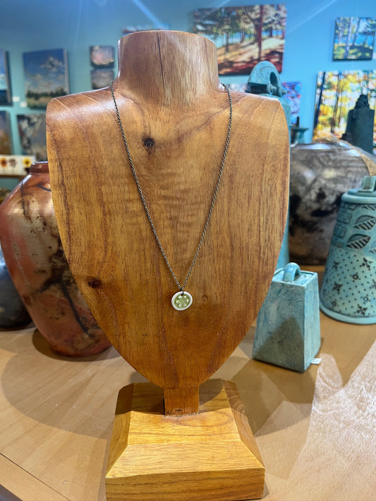 k2 Flower Medallion Ceramic Necklace by Kim Krumrey