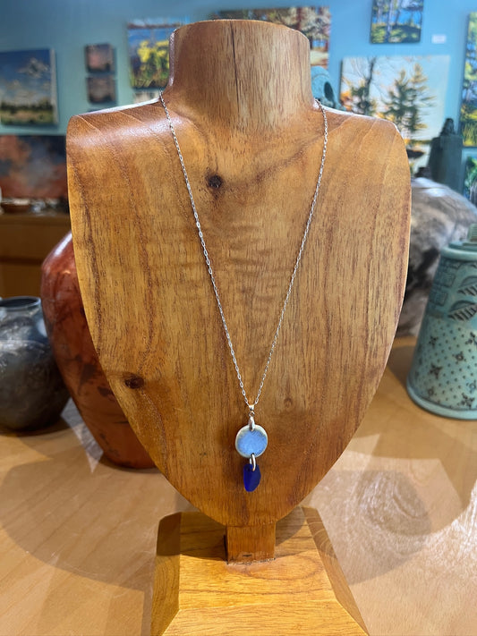 N7 Ceramic and Seaglass Necklace by Susan Ringer