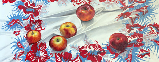 Apples on a Wild Tablecloth by Margie Guyot