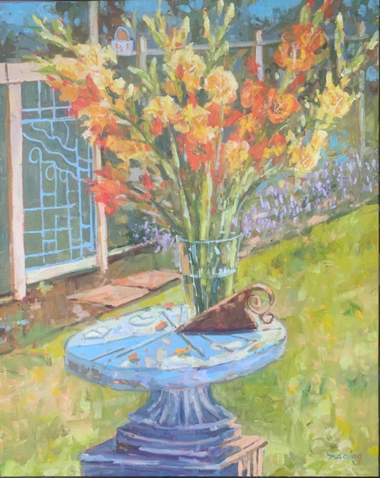 Gladiolus and Sundial by Alan Maciag