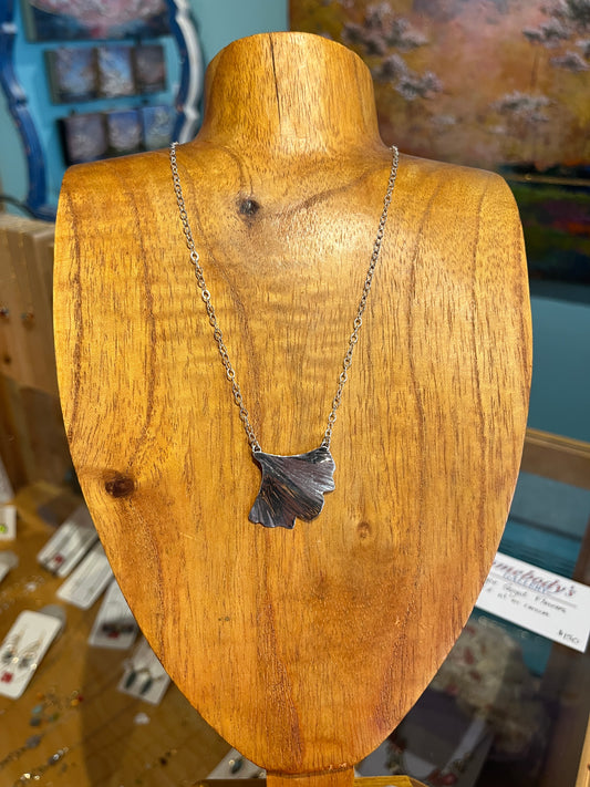 Sterling Large Single Leaf Pendant by Meg Tang