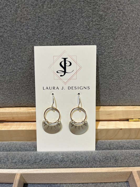 Crescent Moon Circle Earrings by Laura J Designs