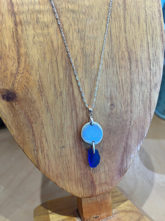 N7 Ceramic and Seaglass Necklace by Susan Ringer