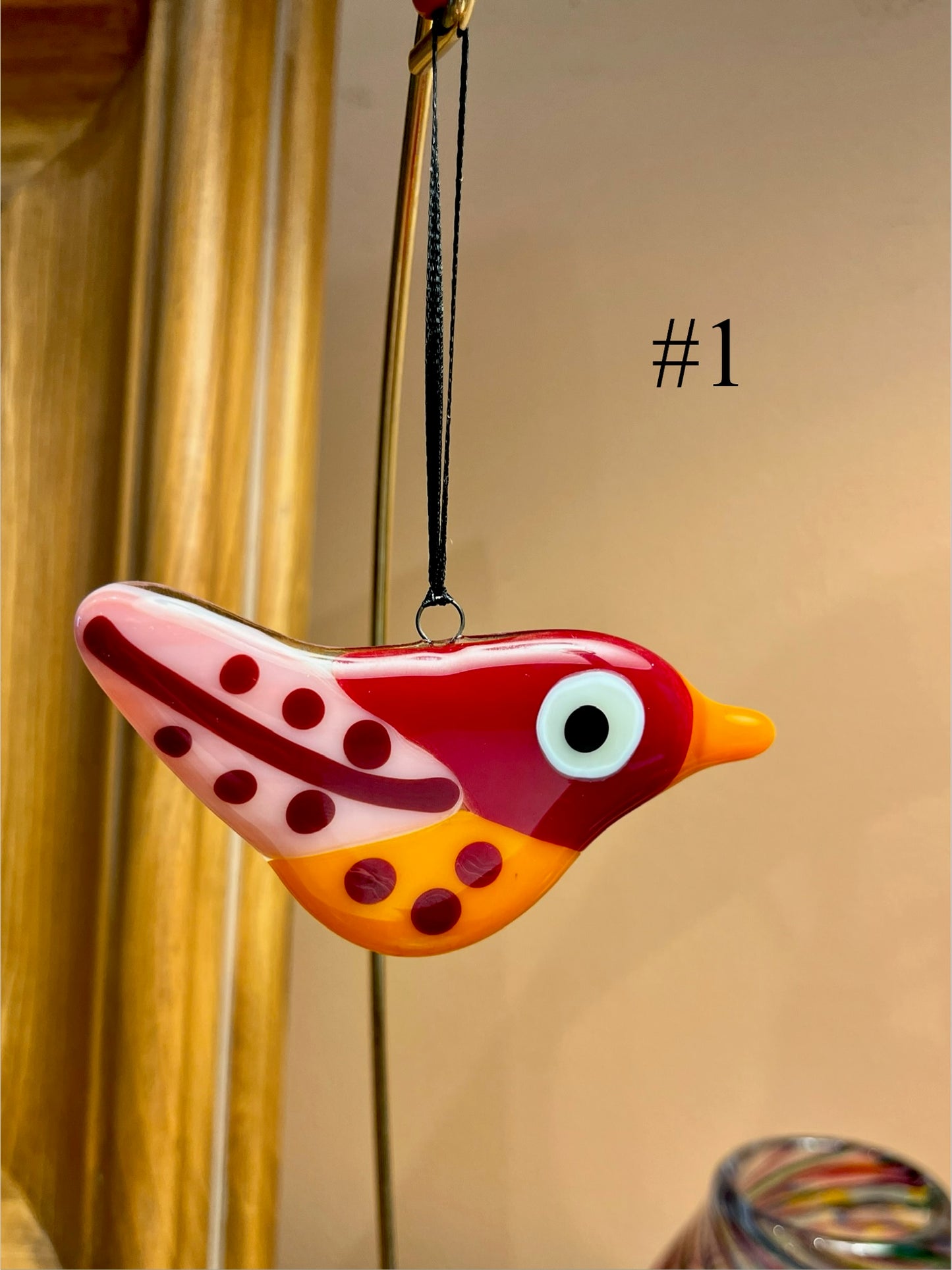 Fused Glass Bird Ornament by Susan Smith